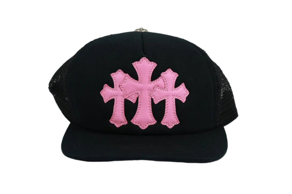 Chrome Hearts Triple Pink Cross Patch Trucker Cap