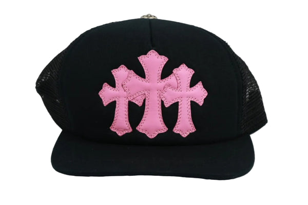 Chrome Hearts Triple Pink Cross Patch Trucker Cap