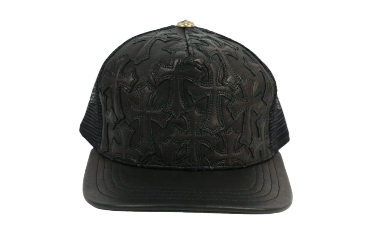 Chrome Hearts Cross Flooded Leather Trucker Cap