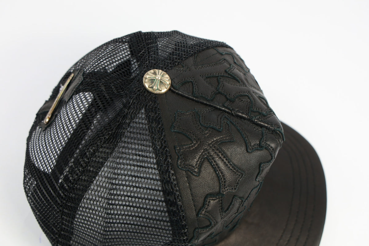 Chrome Hearts Cross Flooded Leather Trucker Cap