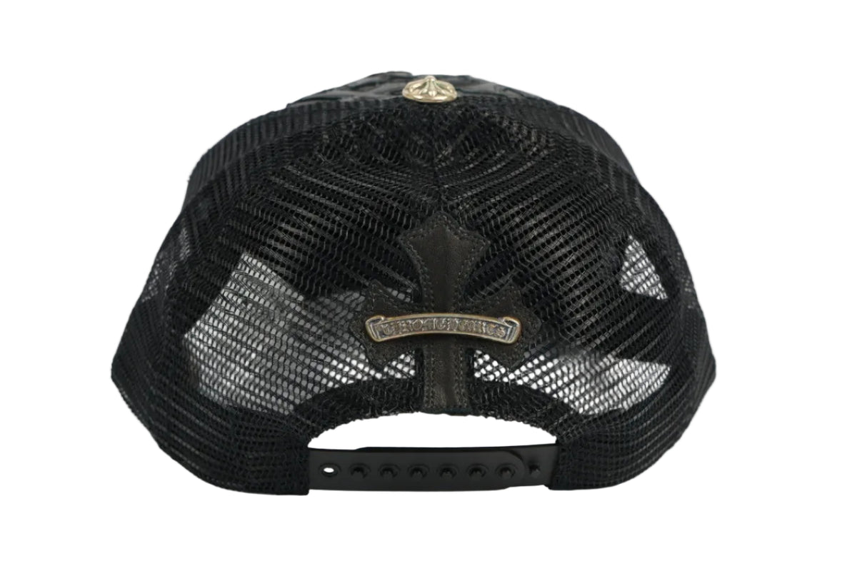 Chrome Hearts Cross Flooded Leather Trucker Cap