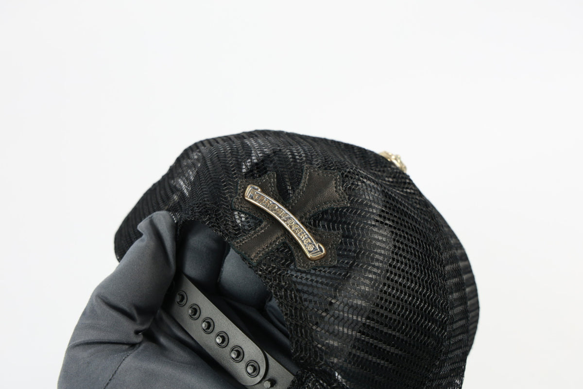 Chrome Hearts Cross Flooded Leather Trucker Cap