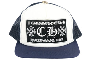 Chrome Hearts CH Holluwood Logo Embroidered Navy Logo Trucker Cap، الصورة 1