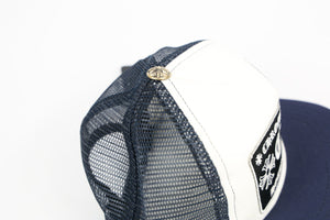 Chrome Hearts CH Holluwood Logo Embroidered Navy Logo Trucker Cap، الصورة 3