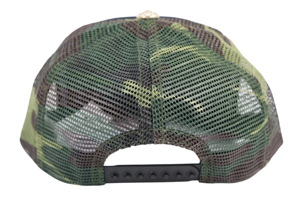 Chrome Hearts Logo Embroidered Camouflage Trucker Cap