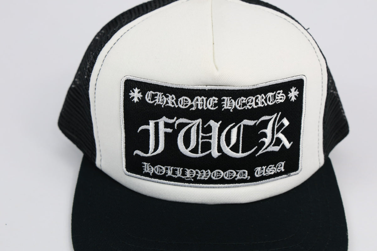 Chrome Hearts CH F*** Hollywood Navy Logo Trucker Cap