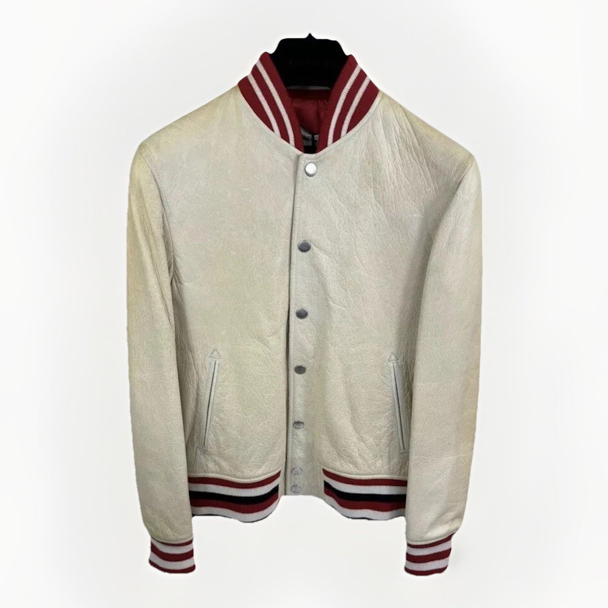 Gucci Deer Oil Distressed Leather Bomber Jacket, photo 2