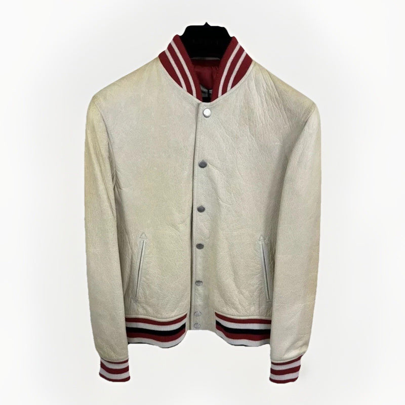 Gucci Deer Oil Distressed Leather Bomber Jacket, photo 2