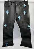 Chrome Hearts 1 of 1 Tiffany Cross Dagger Star Patch Leather Pants（写真2）