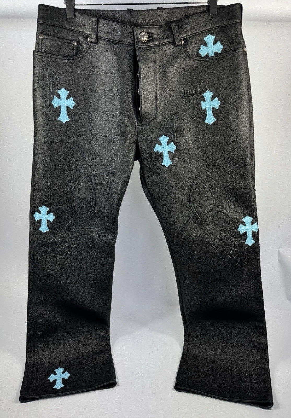 Chrome Hearts 1 of 1 Tiffany Cross Dagger Star Patch Leather Pants, photo 2