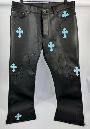 Chrome Hearts 1 of 1 Tiffany Cross Dagger Star Patch Leather Pants（写真2）
