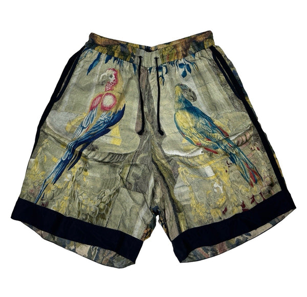 Dries Van Noten Parrot Print Satin Shorts, photo 1