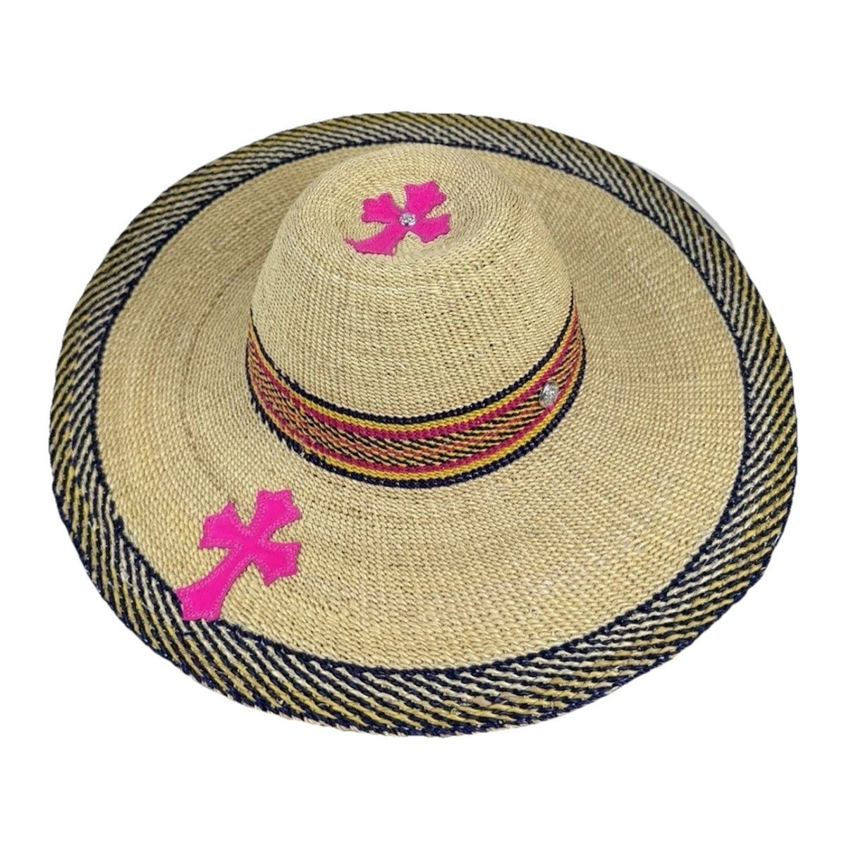 Chrome Hearts Pink Cross Patch Straw Hat, photo 1