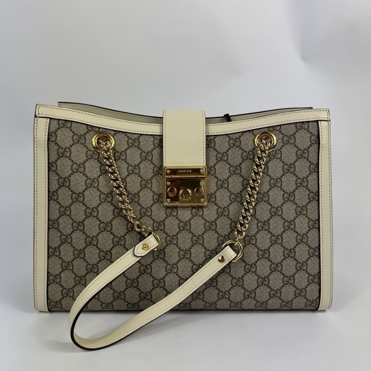 Gucci Padlock GG Supreme Medium Canvas Tote Bag With Gold Hardware, photo 6