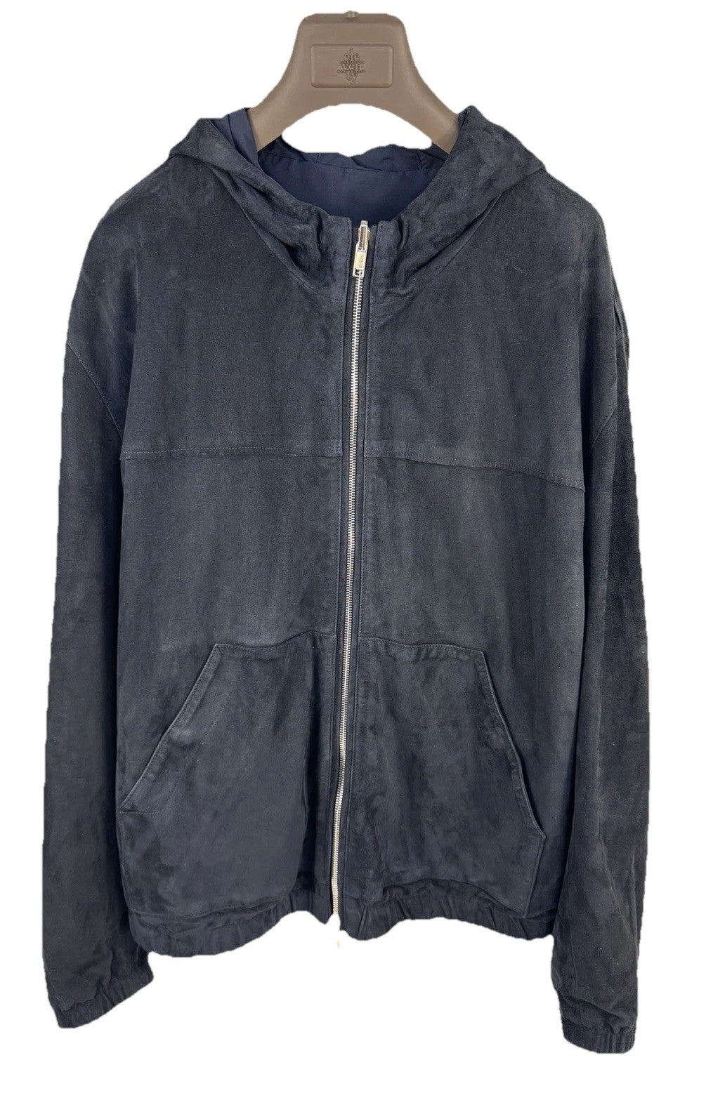 Eleventy Suede Reversible Hooded Zip Up Jacket, photo 1