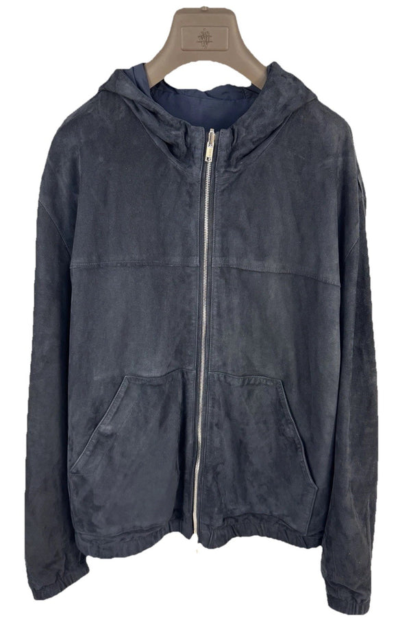 Eleventy Suede Reversible Hooded Zip Up Jacket, photo 1