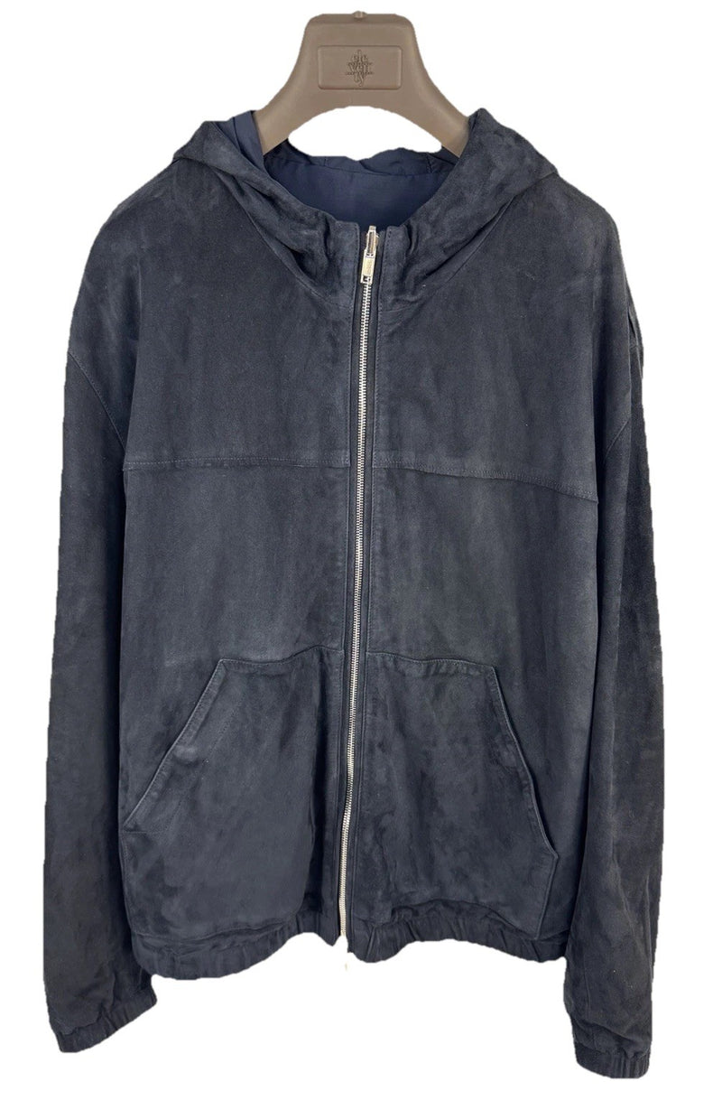 Eleventy Suede Reversible Hooded Zip Up Jacket, photo 1