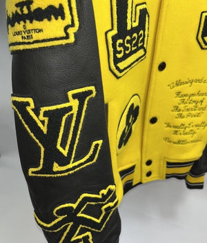 Louis Vuitton x Virgil Abloh Panter Leather Sleeves Varsity Jacket، الصورة 4