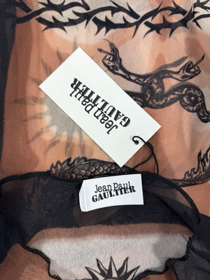 Jean Paul Gaultier Safe S For Ever Tattoo Print Long Sleeve Mesh T-Shirt -S, photo 5