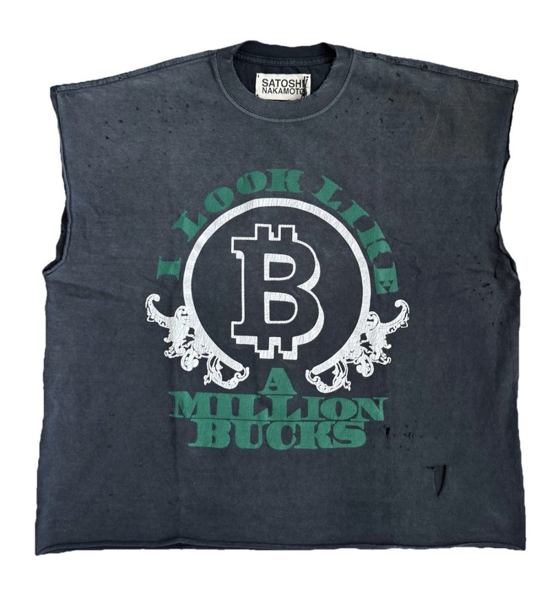 Satoshi Nakamoto Million Bucks Cut-Off T-Shirt, photo 1