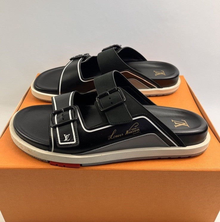 Louis Vuitton by Virgil Abloh Black Slip On Mules, photo 3