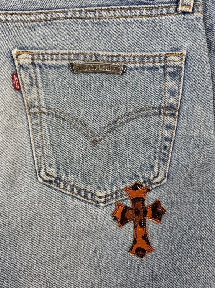 Chrome Hearts Leopard Cross Patch Denim Jeans, photo 4