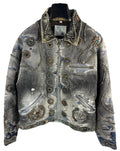 Proleta Re Art Embellished Leather Detail Handmade 1 of 1 Denim Jacket, photo 3