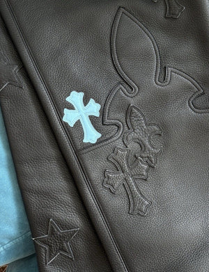 Chrome Hearts 1 of 1 Tiffany Cross Dagger Star Patch Leather Pants（写真4）