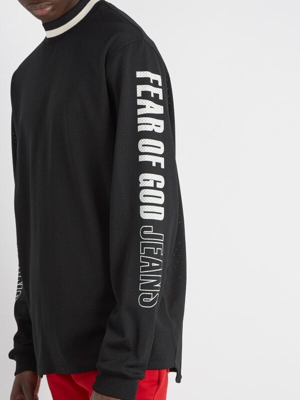 Fear of God 5th Collection 2017 Mesh Black Long Sleeve Jersey Oversized T-Shirt, photo 6