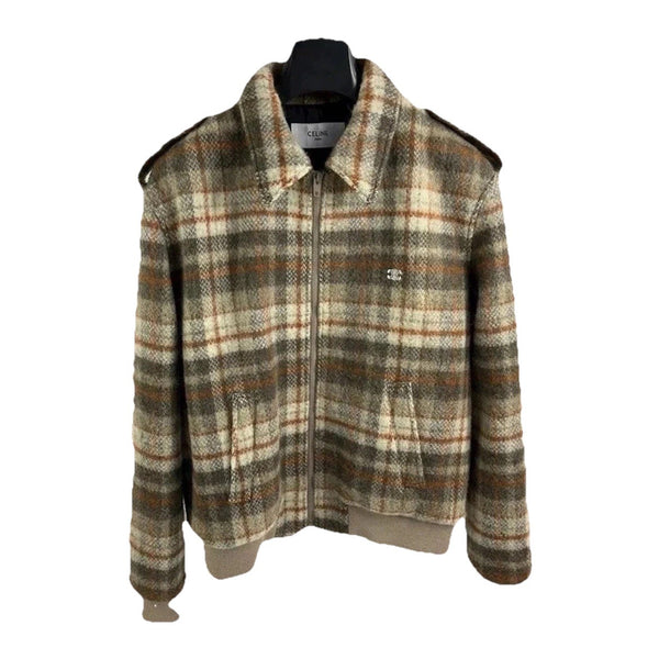 Celine x Hedi Slimate Logo Embroidered Checked Wool Jacket, photo 1