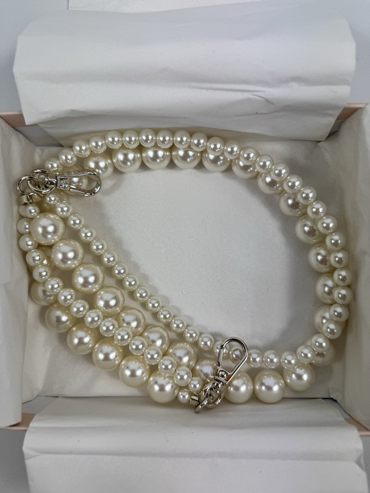 Simone Rocha Silver Tone Faux Pearl Bag Charm Strap, photo 4