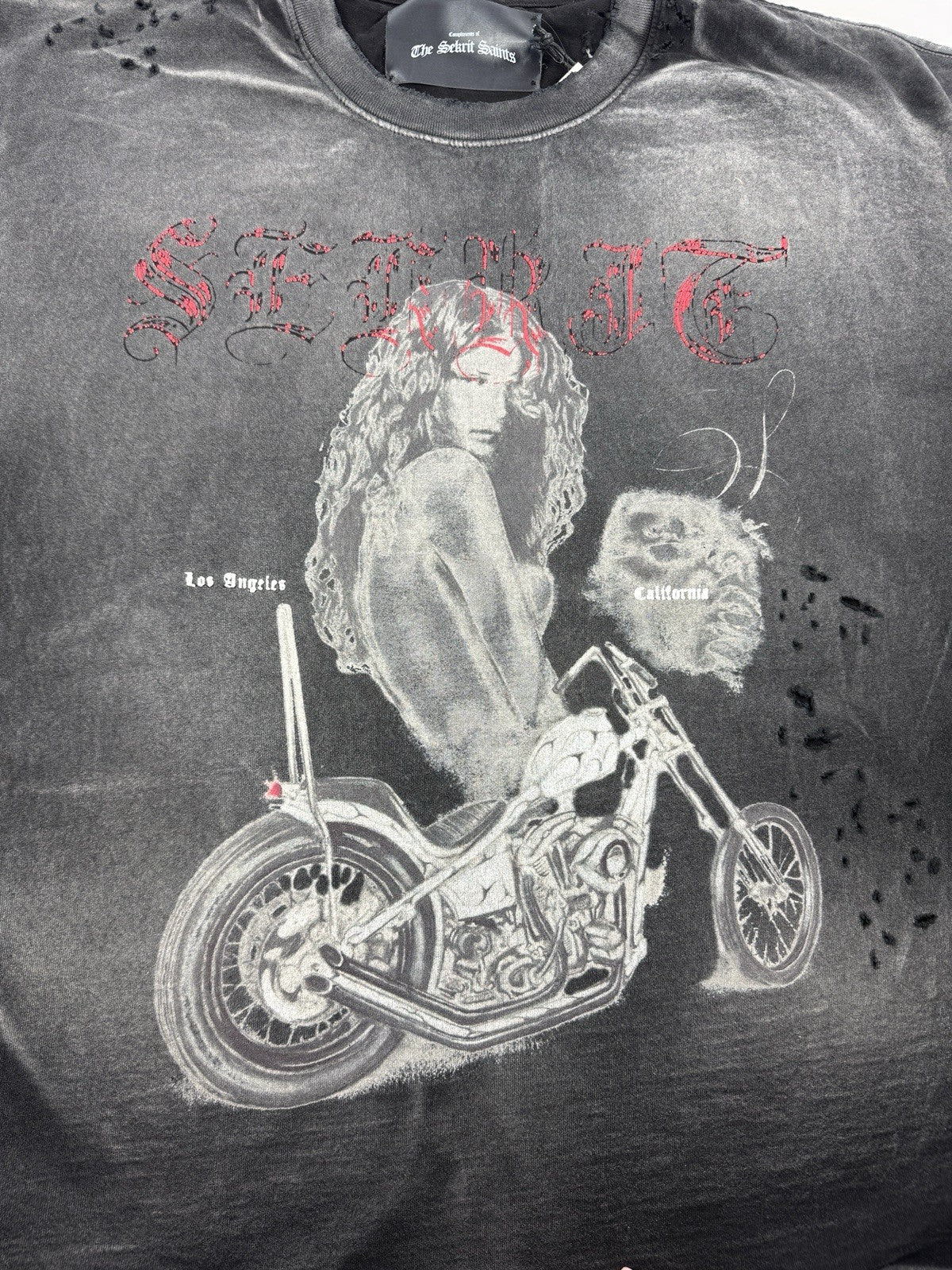 The Sekrit Saint Chopper Girl Distressed T-Shirt, photo 9