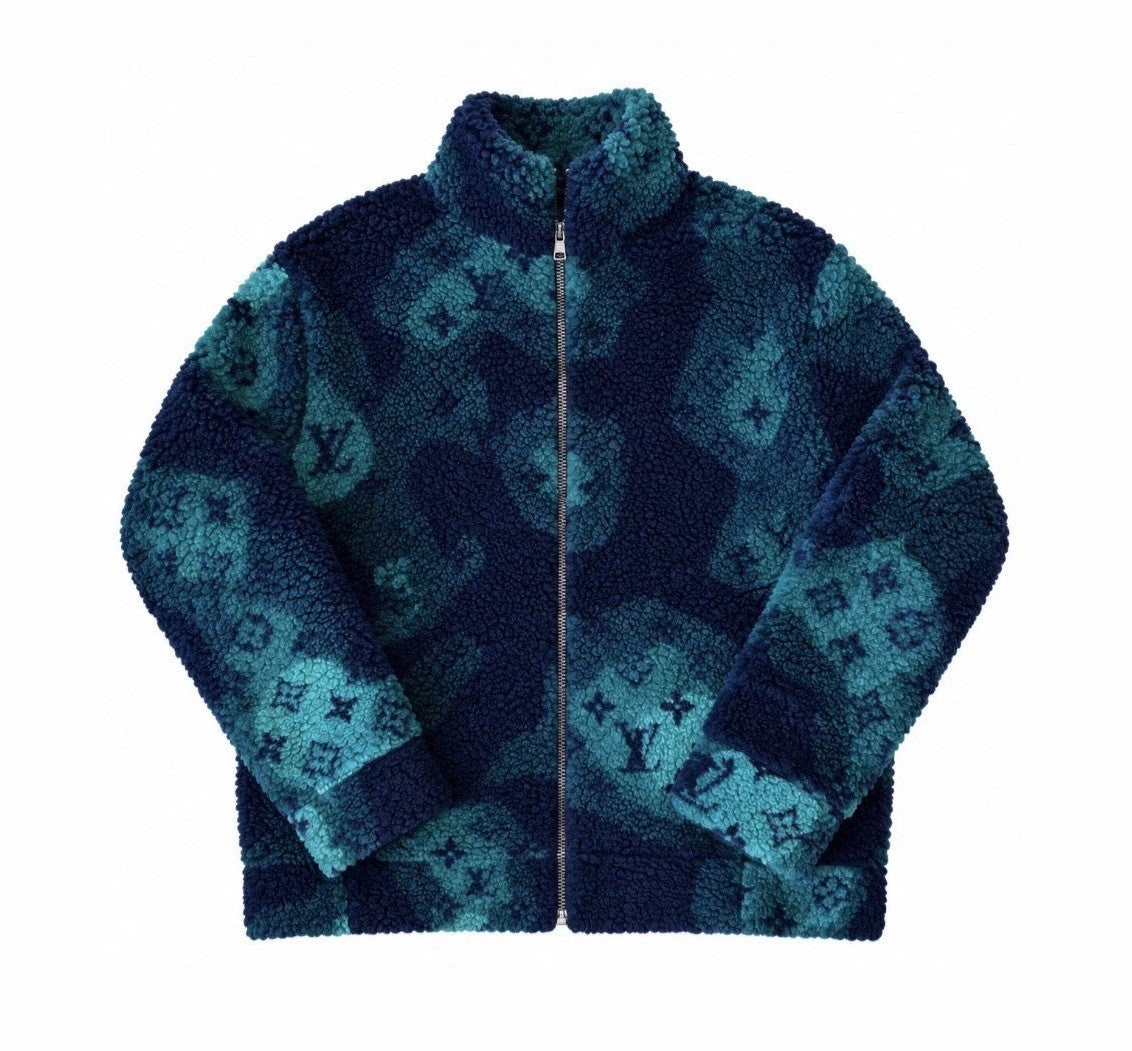 Louis Vuitton x Virgil Abloh Green Logo Print Camouflage Zip Up Fleece, photo 1