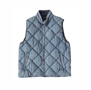 Chrome Hearts FW22 Garage Wash Denim Puffer Gilet with Silver Buttons، الصورة 2