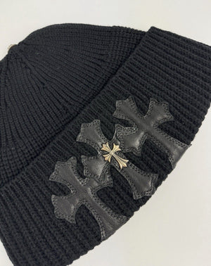 Chrome Hearts Leather Cross Patch With Cross Beanie، الصورة 2