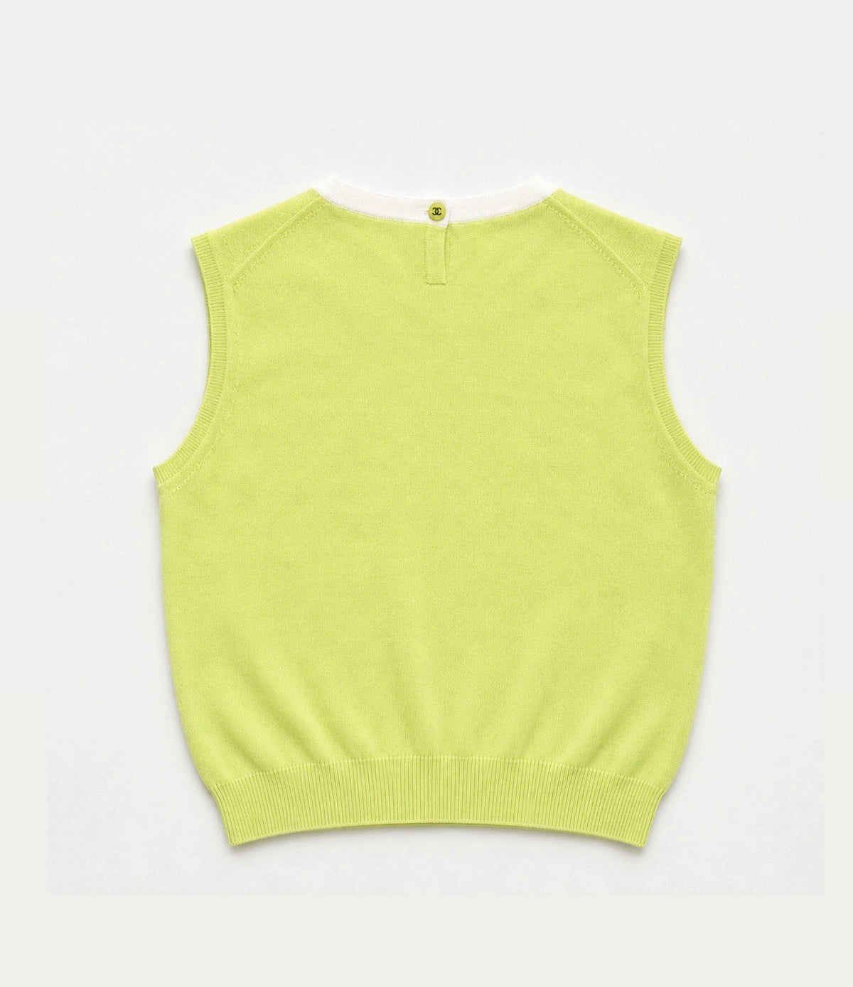 Chanel 1996 Lime Green Cashmere Knit Tank Top Sweater, photo 2