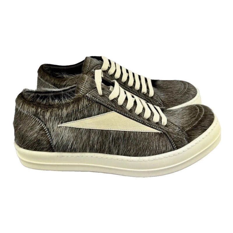 Rick Owens Vintage Suede Trimmed Calf Hair Trainers, photo 1
