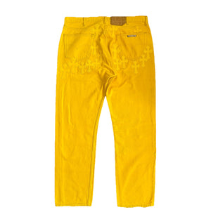 Chrome Hearts Yellow F&amp;F Cross Patch Silver Studs Vintage Jeans（写真2）