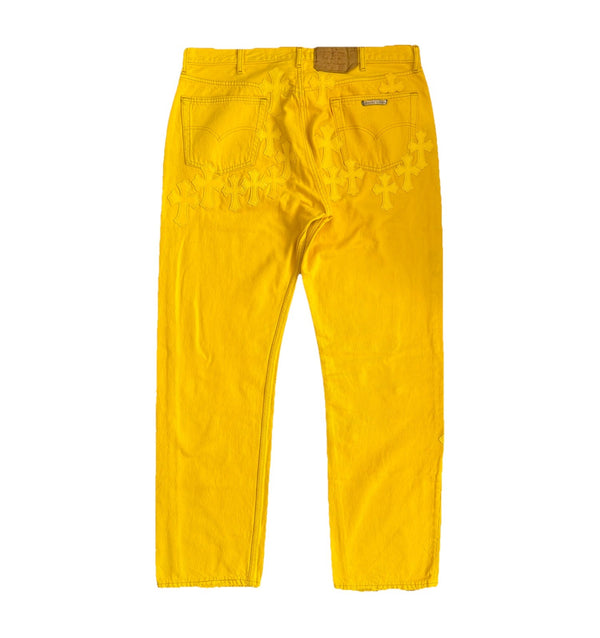 Chrome Hearts Yellow F&F Cross Patch Silver Studs Vintage Jeans, photo 2