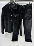 Prada Triangle Logo Velvet Shirt &amp; Trousers، الصورة 2