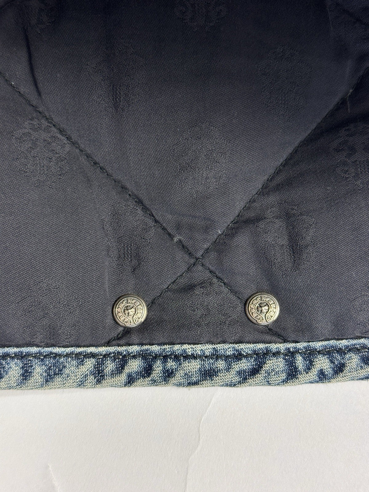 Chrome Hearts FW22 Garage Wash Denim Puffer Gilet with Silver Buttons, photo 5