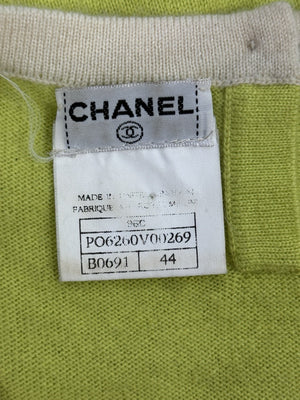 Chanel 1996 Lime Green Cashmere Knit Tank Top Sweater، الصورة 6