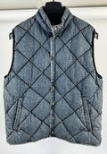 Chrome Hearts FW22 Garage Wash Denim Puffer Gilet with Silver Buttons، الصورة 3