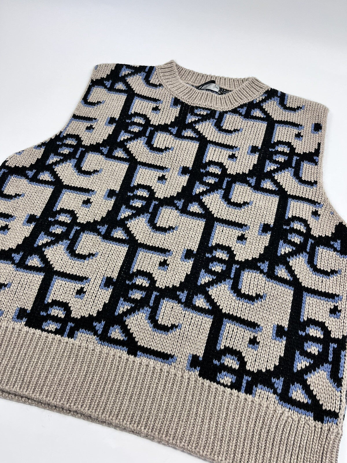 Dior Cactus Jack Travis Scott Cashmere Brown Navy Black Knitted Vest, photo 3