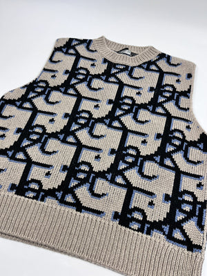 Dior Cactus Jack Travis Scott Cashmere Brown Navy Black Knitted Vest، الصورة 3