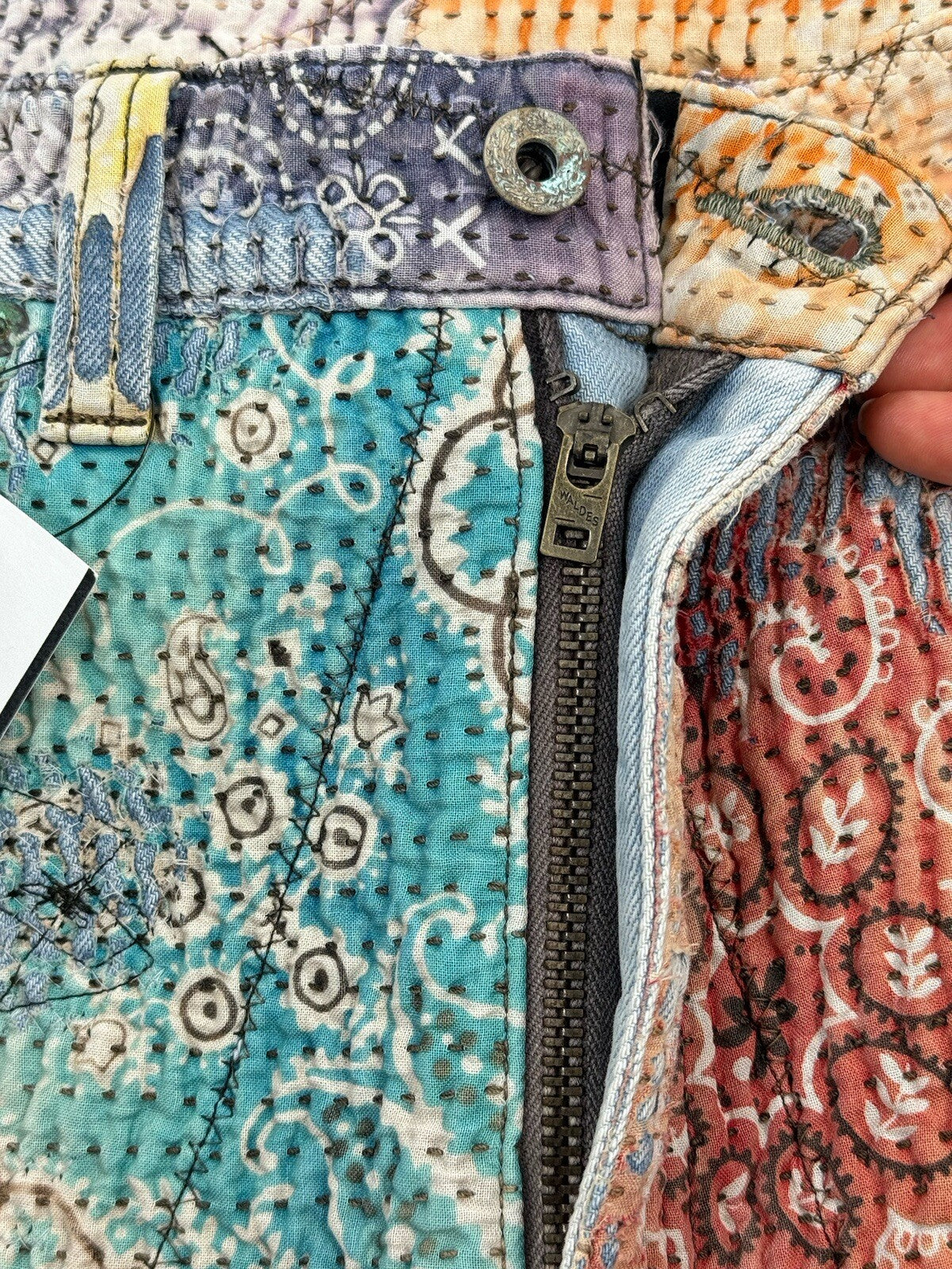 Proleta Re Art x Eri Glitch Distressed Patchwork Shorts, photo 9