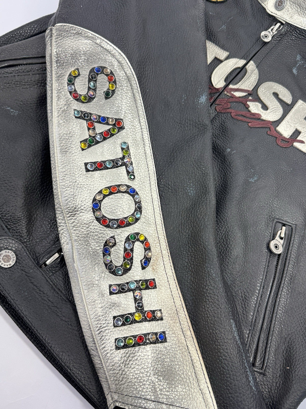 Satoshi Nakamoto Truck Stop Moto Biker Leather Jacket, photo 9