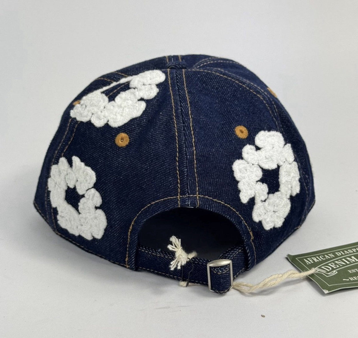 Denim Tears Washed Indigo Denim Cotton Bud Embroidered Adjustable Cap, photo 4