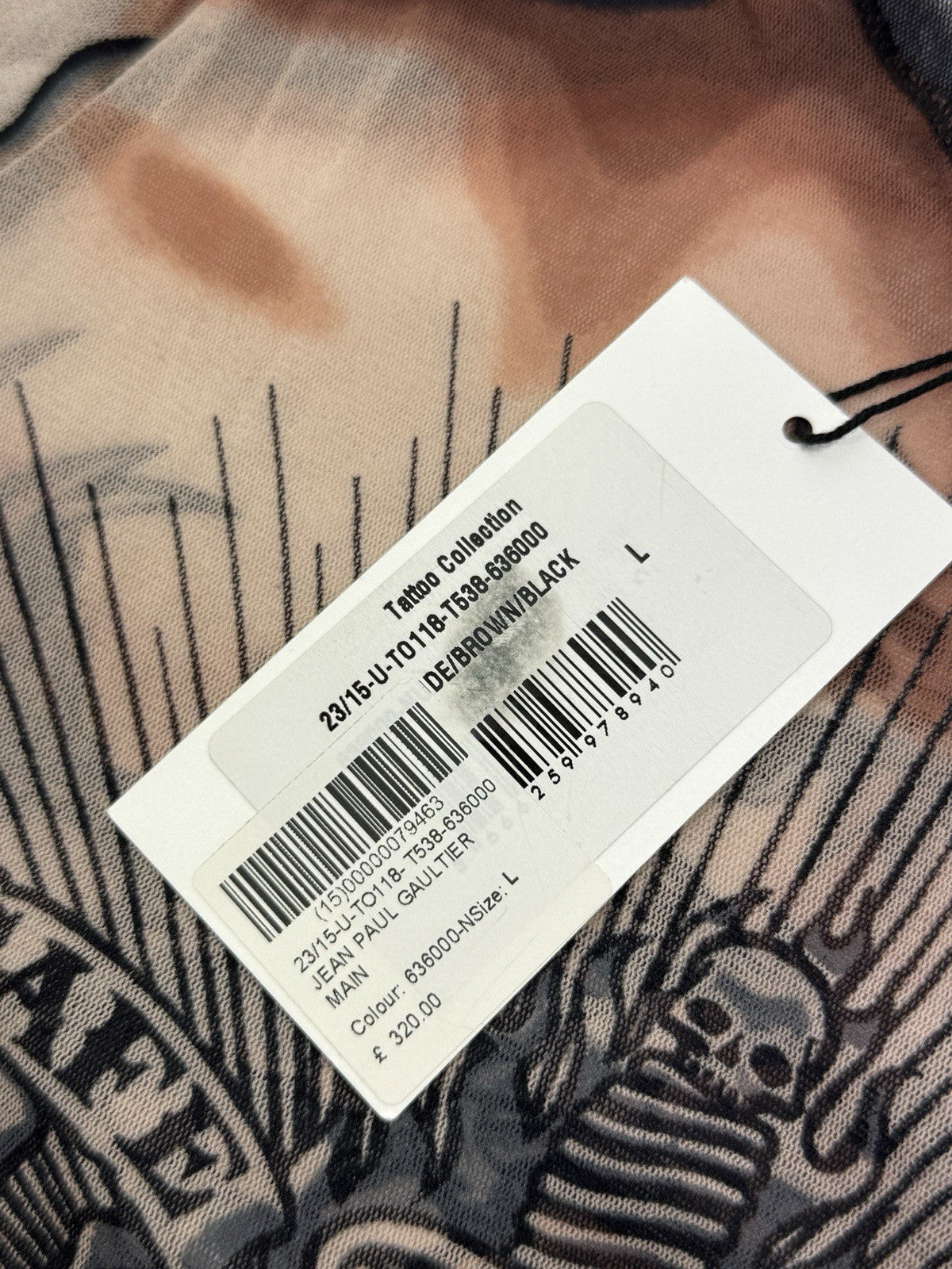 Jean Paul Gaultier Safe S For Ever Tattoo Print Long Sleeve Mesh T-Shirt -S, photo 8