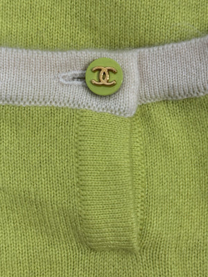 Chanel 1996 Lime Green Cashmere Knit Tank Top Sweater، الصورة 5